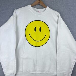 Vintage 80s Smiley Face Crewneck Sweatshirt Original Retro XL